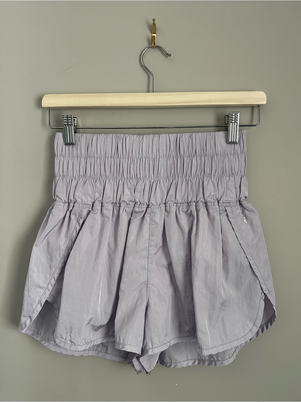 Free People High-Waist Lavender Smocked Movement Shorts